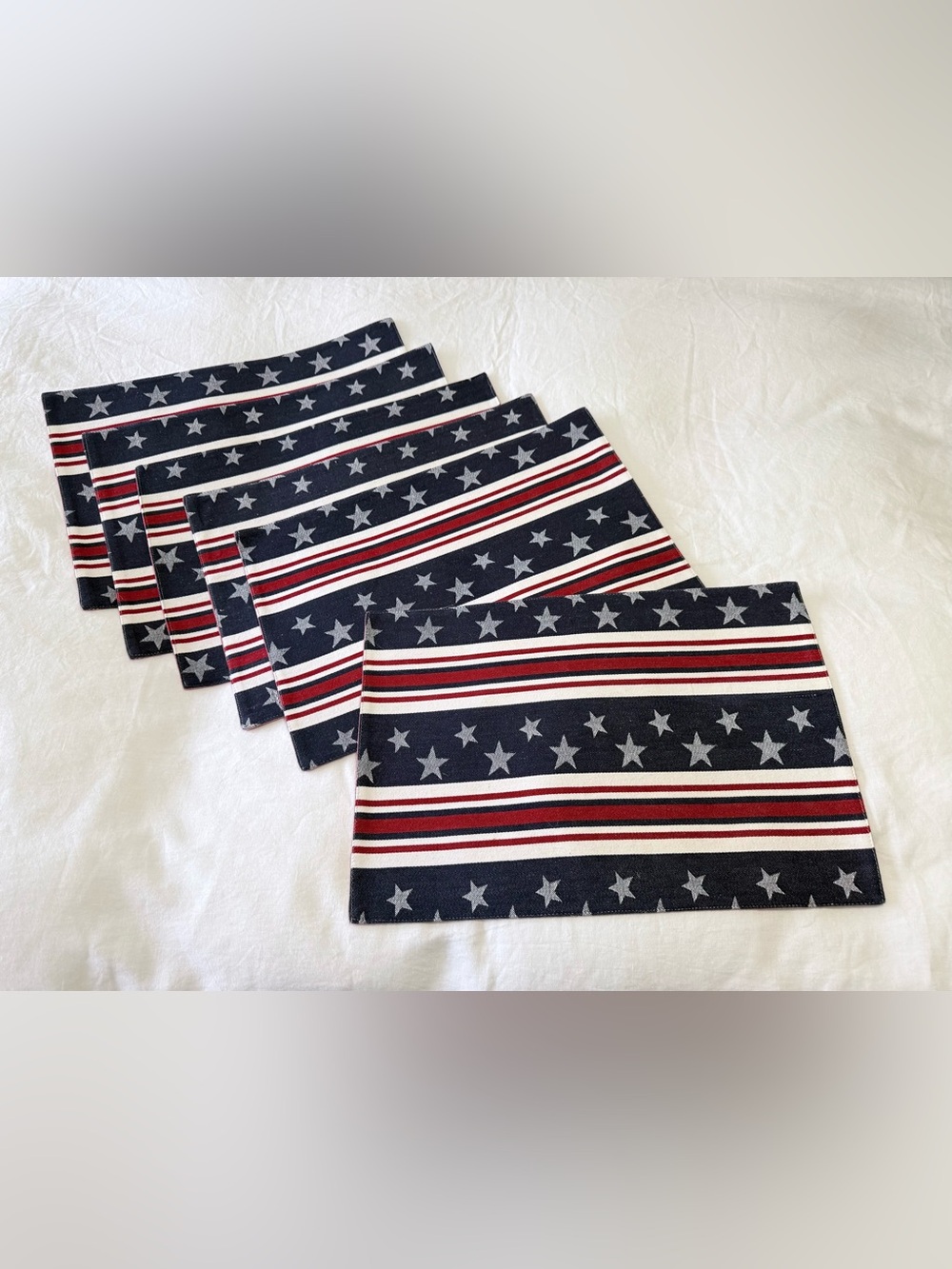 Living Quarters | Set Of 6 Stars/Stripes Cotton Placemats | Americana Patriotic